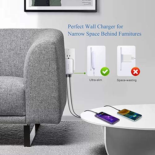 Excgood Dual USB Wall Charger – 2-Pack Slim Flat Design for i Phone 16/15/14 Pro Max, Galaxy A Series – Fast Charging Travel Ready Compact Power Adapter for Home & On-the-Go Use