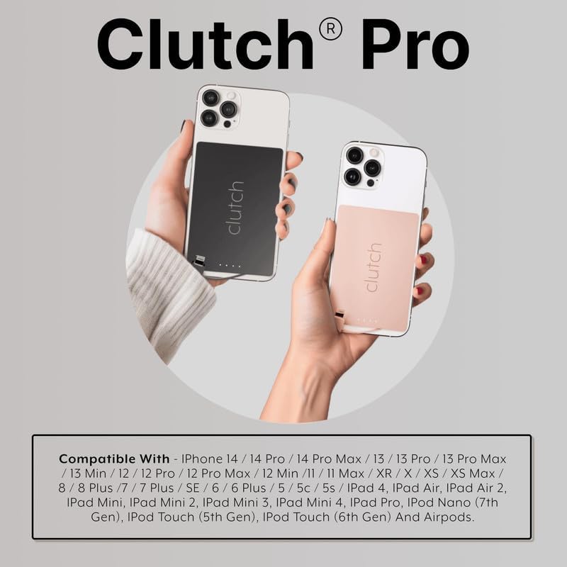 Lightweight Clutch Pro 5000 m Ah Portable i Phone Charger – TSA Approved Magnetic Power Bank for Travel – Built-in Lightning Cable – Perfectly Compatible with i Phone 14 & Earlier Models – Secure, Hassle-Free Charging at Just 3.7 oz – Elevate Your Travel Experience with Reliable Power Solutions