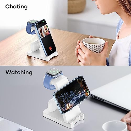 Ultimate 3-in-1 Wireless Charging Station for Apple Devices – Rapid Charger for i Phone 15/14/13/12/11, Apple Watch Series 1-9/Ultra, and Air Pods – Space-Saving Multi-Device Dock Featuring Advanced Safety Technology and Modern Aesthetic Design