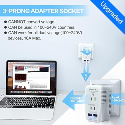 High-Power 2000 W Universal Travel Voltage Converter: Efficiently Step Down 220 V to 110 V for Hair Tools & Electronics with Dual USB Ports – Global Compatibility for EU, UK, AU, and US Sockets