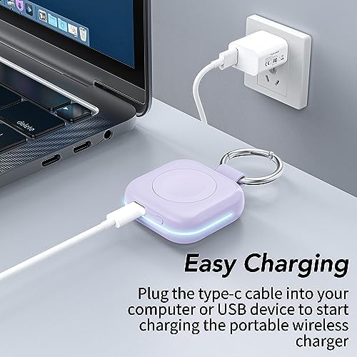 HUOTO Compact Magnetic Wireless Charger for Apple Watch – 1200 m Ah Portable Power Bank Keychain, Compatible with Series 10/9/8/Ultra 2/Ultra/7/6/5/4/3/2/SE, Ideal Travel Accessory for Effortless Charging On-the-Go