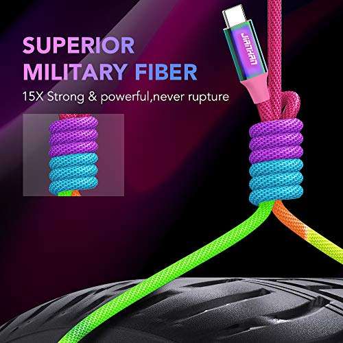 USB C Cable 3-Pack [10ft+6.6ft+3.3ft] USB A to Type C Cable Fast Charging Colourful Rainbow Braided USB C Charging Cord for Samsung Galaxy S22 S21 S20 S10 S10e S9 Plus S8 Note 10 9 8 A5 A7 LG – Enhanced Compatibility and Speed