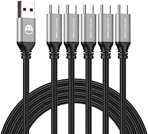 Premium 10 FT Braided USB Type-C Cable 5-Pack – High-Speed 3 A Fast Charging for Samsung Galaxy S10/S9/S8 Plus, Note 10/9/8, LG V50/V40/G8/G7 – Durable and Flexible Charge & Data Transfer Solution – Essential Accessory for Home, Office, and Travel