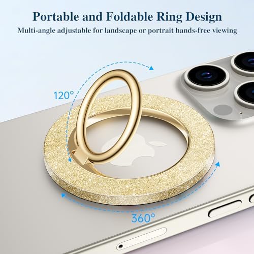 Discover the GVIEWIN Magnetic Phone Ring Holder: A Cutting-Edge 360° Rotatable Kickstand for Mag Safe Devices – Perfectly Tailored for i Phone 16 Pro Max/Plus, 15, 14, and 13 (Elegant White Finish) – Unmatched Stability and Hands-Free Viewing Experience Upgrade your smartphone usage with this premium accessory that not only enhances grip but also transforms your device into a versatile stand for effortless video calls and streaming. Featuring a robust magnetic attachment for secure hold, this stylish phone ring holder is engineered for seamless integration with Mag Safe technology. Experience the freedom of adjustable angles, allowing for convenient portrait or landscape modes, perfect for navigation or entertainment on-the-go. Its sleek white design not only ensures durability but adds a sophisticated touch to your device. Elevate your everyday smartphone experience with the GVIEWIN Magnetic Phone Ring Holder – where functionality meets elegance.