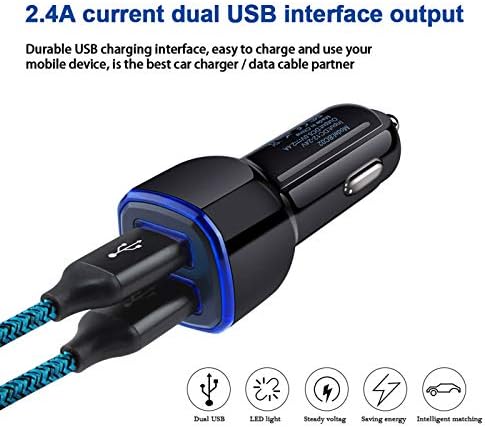 Rapid Charge Dual USB Car Charger with Fast Type C Cable – Universal Fit for Samsung Galaxy S20, Moto G Power & More – Compact, Safety-Enhanced Design for Efficient On-the-Go Charging, Perfect for Busy Lifestyles