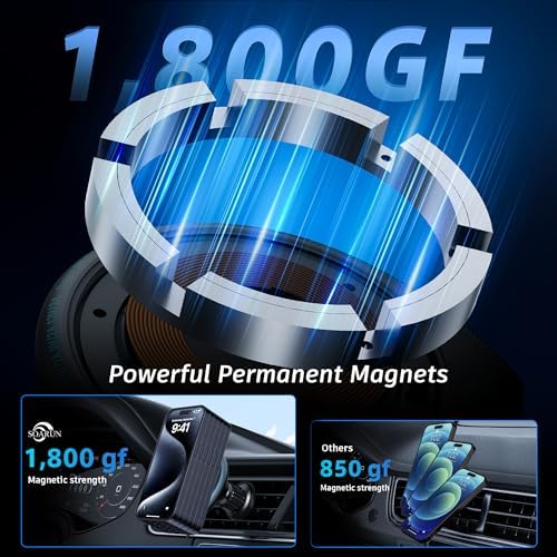 Revolutionary Mag Safe Wireless Car Charger Mount – 15 W Fast Charging with LED Indicator | Secure Magnetic Phone Holder for i Phone 16 Pro Max/15 Pro Max/14 Pro Max/13/12 | Flexible Air Vent & Dashboard Installation for Ultimate Convenience | Superior Stability and Performance for Safety-Conscious Drivers