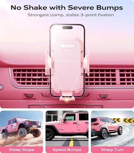 VICSEED 2025 Ultra Stable Air Vent Phone Mount – Secure Smartphone Holder for All i Phone Models (12 to 16 Pro Max) – Effortless Clamp Design with Enhanced Airflow & Durability for Ultimate Driving Convenience