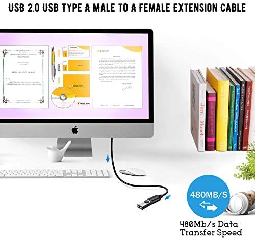 Costyle USB Extension Cable 15 ft – 2 Pack, Premium USB 2.0 A Male to A Female Extension Cord for Enhanced Device Connectivity, Ideal for Mouse, Keyboard, Camera, Printer – Sleek White Design for Modern Workspaces and Home Entertainment