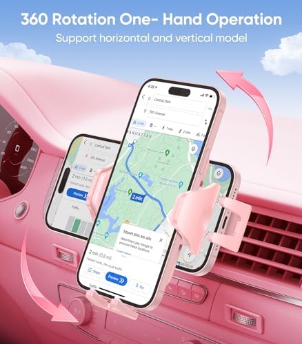 VICSEED Universal Car Phone Holder Mount – Super Stable Air Vent Cradle for Hands-Free Operation – Enhanced Compatibility with i Phone 16, 15 Pro Max & All Smartphones – Silicone Protection for Vent & Device – Optimized for Safety and Convenience