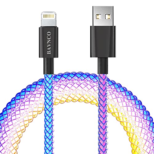 BANVCO 4.9 ft MFi Certified i Phone Charger with LED RGB Light – Fast Charging USB to Lightning Cable for i Phone 14, 13, 12, 11, Pro, XS Max, XR, X, 8, 7, 6 Plus, SE – Enhanced Durability & High-Speed Data Sync for Modern Users
