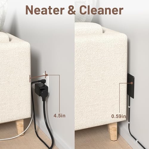 Ultra-Thin 3 FT Flat Plug Extension Cord with Baby-Proof Outlet Covers – Versatile 3 Outlet Power Strip for Safe Home Use, ETL Listed, Compact Cord Concealer Kit, 13 A 125 V 1625 W – Perfect for Kitchens and Tight Spaces, White Finish for Seamless Integration