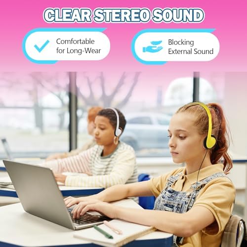 Classroom-Ready Wired Headphones – 25 Pack Durable On-Ear Audio Solution for Students, Comfortable Fit for Enhanced Learning, Ideal for Group Activities and Educational Use