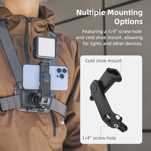 SOH Adjustable Phone Chest Strap Harness Mount – Ultimate Hands-Free POV Video Recording Solution for Biking, Kayaking, Fishing & Skateboarding – Compatible with DJI Action, Go Pro, Insta360 & More – Lightweight, Durable & 360-Degree Rotation for Seamless Adventures