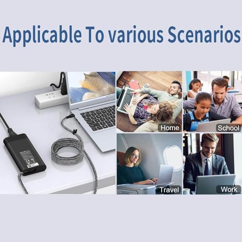 Ultra-Slim 90 W USB-C Laptop Charger for HP Spectre, Envy, Elite Book & Chromebook – Versatile Power Adapter with 11 ft Cable for Enhanced Speed and Compatibility Across Models – Ideal for Spectre x360, Elite x2, Pro Book & More – Reliable Type-C Fast Charging Solution with Multiple Voltage Outputs