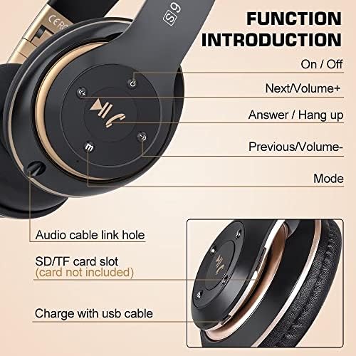 Ultimate Hi-Fi Over-Ear Wireless Bluetooth Headphones – Stylish Black & Gold Design with Built-In Microphone, FM Radio, and Foldable Portability for Superior Comfort and Enhanced Sound Experience