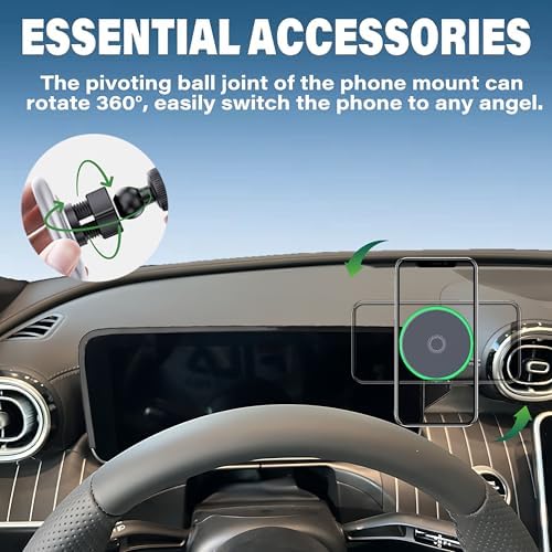 Car Phone Holder for 2020-2022 Mercedes Benz GLC / 2019-2021 C-Class Accessories Apply to 10.25 Inch Touch Screen 15W Fast Wireless Charger Screen Fixed Clip Cell Phone Mount – Enhanced Compatibility and Speed