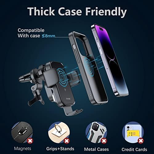 Ultimate Fast Wireless Car Charger Mount – Advanced Auto Alignment Smartphone Holder for i Phone 16/15/14/13/12/Pro Max & Samsung Galaxy – Dual Coil Rapid Charging Solution for Dashboard & Windshield Use – Premium Safety Features for Secure Power on the Road