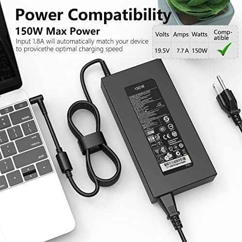 High-Performance 150 W AC Adapter Charger for HP ZBook & OMEN Laptops – Ultimate Compatibility & Fast Charging for G3-G7 Models, Studio & Pavilion Series, HSTNN-CA27, ADP-150 XB B, 917677-003 – Reliable Power Solution with US Power Cord Included