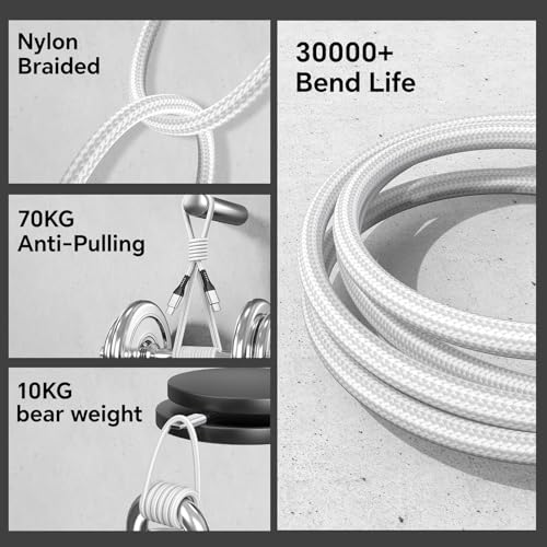 Premium 10 FT USB C to USB C Charger Cable – Dual Pack 100 W Fast Charging, Nylon Braided Design for i Phone 16 Series, Mac Book, and Samsung Galaxy S24 – Stylish Pink Color for Enhanced Durability and Flexibility