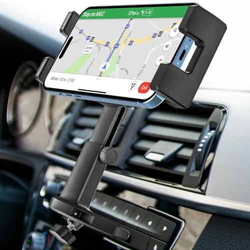 Universal Adjustable CD Slot Phone Holder for Cars – Sturdy Smartphone Mount for i Phone & Android – Ultimate Navigation Support with 360-Degree Rotation and Height Customization for 4.7-6.9” Devices – Effortless Installation and Enhanced Road Safety