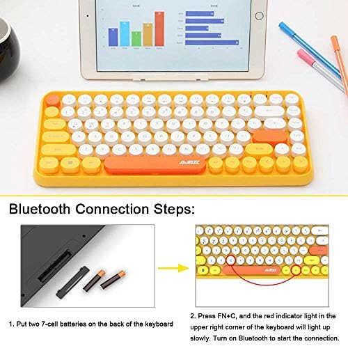 FELICON Retro Mini Wireless Bluetooth Keyboard – Portable 84-Key Typewriter Design for Android, i Pad, Windows & PC – Perfect Companion for Home & Office with Enhanced Compatibility and Rechargeable Battery