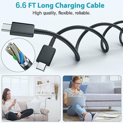 25 W Ultra-Fast USB-C Charger Block with 6.6 FT Type-C Cable for Samsung Galaxy S25/S24/S23/S22/S21/S20 & Note Series – High-Speed Charging Solution for Android Devices with Safety Features and Compact Design