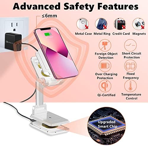 Revolutionary Dual 10 W Qi Wireless Charging Dock with Adjustable Phone Stand – Ultimate 2-in-1 Charger for i Phone 15/14/13/12/11/MAX/XS & Samsung Galaxy S21/S20/S10 – Ergonomic Design for Enhanced Viewing Experience – Perfect Desk Accessory for Home or Office – Non-Slip Base for Maximum Stability – Seamless Compatibility Across Qi-Enabled Devices – Elevate Your Workspace with Stylish Functionality and Effortless Device Access – Experience Cutting-Edge Technology and Modern Aesthetics in One Compact Solution