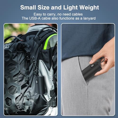 Ultra-Compact Mini Power Bank with Integrated Lightning & USB-C Connectors – Travel-Friendly Portable Charger for i Phone 16/15/14/13/12/11/XR and Android Devices – Fast Charging, Enhanced Compatibility, and Durable Design for On-the-Go Power Solutions