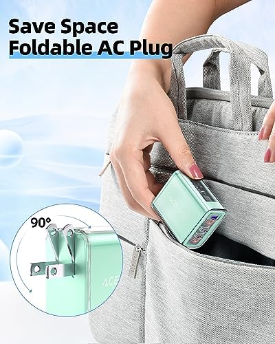 ACEFAST PD65 65 W 3-Port USB C Fast Charging Power Adapter – Sleek Pink Foldable Charger for i Phone, i Pad & Laptops – Efficient Multi-Device Rapid Charging Solution for Tech Enthusiasts – Compact and Portable Design for On-the-Go Power Needs