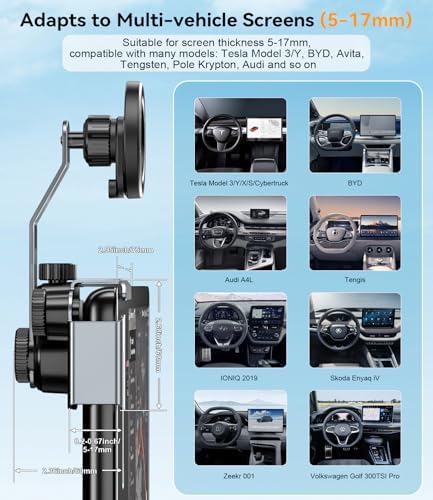 CloudValley Phone Mount for Tesla Model Y Juniper Model 3 Highland Model S/X 2025, Magnetic Metal Car Mount, Adjustable & Extendable, No Glue Required, Compatible with MagSafe iPhone 16/15/14/13/12 – Enhanced Compatibility and Speed
