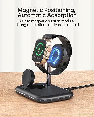 Portable 2-in-1 Wireless Charger Stand for Apple Watch – Foldable Charging Solution for Ultra/SE/Series 1-8 | Enhanced Fast Charging & Stylish Design for On-the-Go Use