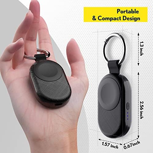 Compact PZOZ Wireless Travel Charger for Apple Watch – 1200 m Ah Fast Charging Power Bank with Keychain Design, Compatible with Series Ultra, 10, 9, 8, 7, 6, 5, 4, 3, 2, SE – Essential Portable Power Solution for On-the-Go Professionals and Fitness Enthusiasts in Sleek White Finish