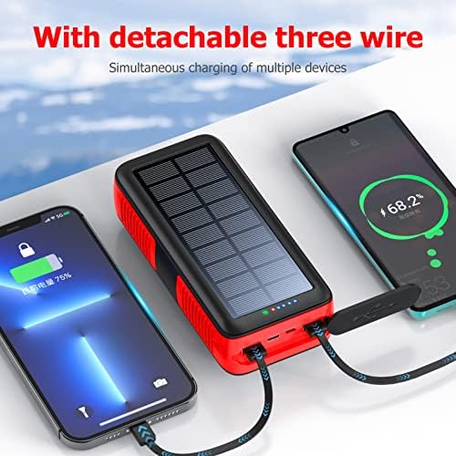 Ultimate 63200 m Ah Solar Power Bank with Hand Crank & 4 LED Flashlights – Fast Charging Emergency Battery Pack for Hiking, Camping, and Survival – Unmatched Durability and Safety Features for All Outdoor Adventures – Dual Input & Output Compatibility, Water & Drop Resistant Design for Extreme Conditions