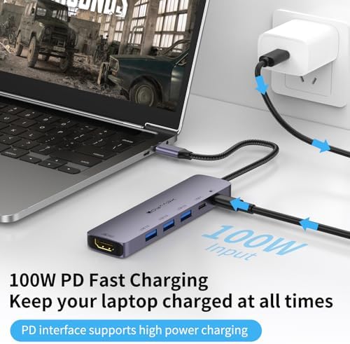 Transform Your Mac Book Pro into a Powerhouse with Our 4 K60 Hz USB C Hub – Ultimate Multi-Port Adapter for Lightning-Fast Data Transfers, PD 100 W Rapid Charging, and Dual SD/TF Card Readers – Ideal for Professionals and Creative Minds