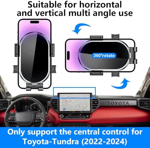Premium Adjustable Car Phone Holder for Toyota Tundra (2022-2025) & Sequoia (2023-2025) – Ultimate Dashboard Mount for Enhanced Navigation & Safety – Tool-Free Installation, Durable Design, and Optimal Viewing Angles