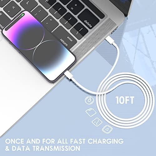Ultra-Fast 20 W i Phone Charger with 10 ft USB C to Lightning Cable – Stylish Pink Fast Charging Block for i Phone 14 Pro Max, 13, 12, 11, XS, SE, i Pads & Air Pods – Unmatched Compatibility & Durability for On-the-Go Power