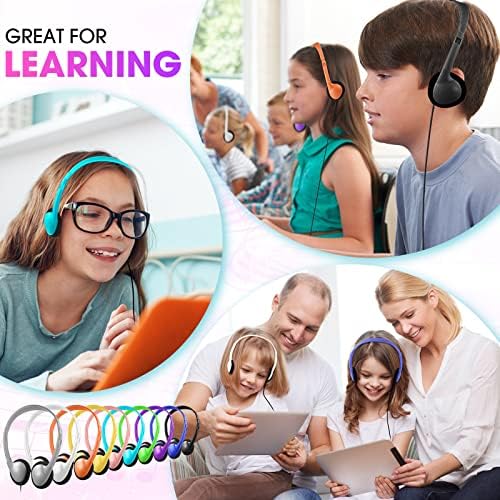 Chumia 40-Pack Kids Adjustable Wired Headphones – Vibrant Classroom Earphones for Enhanced Learning & Comfort – Ideal for Group Activities, Travel, and 3.5 mm Device Compatibility – Durable & Lightweight Design Perfect for Young Learners – Explore 10 Fun Colors to Personalize Every Experience