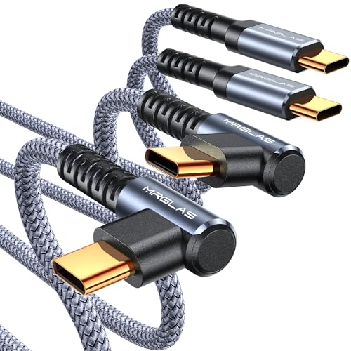 Experience Unmatched Charging Versatility with MRGLAS 4-Pack USB C to USB C Cables – 60 W Fast Charge, Right Angle Design, Perfect for i Phone 16 Pro Max, Samsung S25, and i Pad Pro – Durable Gold-Plated Connectors and Multiple Length Options (10 FT, 6.6 FT, 3.3 FT, 1.6 FT) for Seamless Connectivity and Enhanced Durability – Elevate Your Power Delivery Game with Nylon Braided Cables for Optimal Performance and Reliability