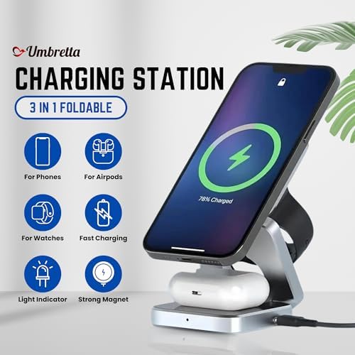 Revolutionize Your Charging Experience with the 2025 3-in-1 Fast Magnetic Foldable Wireless Charger – Premium Aluminum Dock for i Phone 12/13/14/15/16 & Air Pods, Compatible with All Smart Watches – Sleek, Portable Design for Effortless Power Delivery and Enhanced Device Organization
