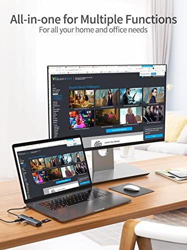 Sleek 5-in-1 USB C Hub Multiport Adapter – Aluminum 4 K HDMI, 1 Gbps Ethernet & 3 USB 3.0 Ports for Enhanced Connectivity on Mac Book Pro/Air, i Pad Pro & Surface Go – Ultimate Solution for Fast Data Transfer & Seamless Streaming