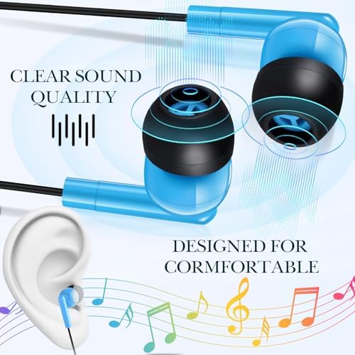 Kanayu 100 Pack Classroom-Ready Wired Earbuds – High-Quality 3.5 mm Jack Earphones for Enhanced Student Learning, Individually Packaged for Quick Distribution, Lightweight Comfort for Focused Educational Experiences