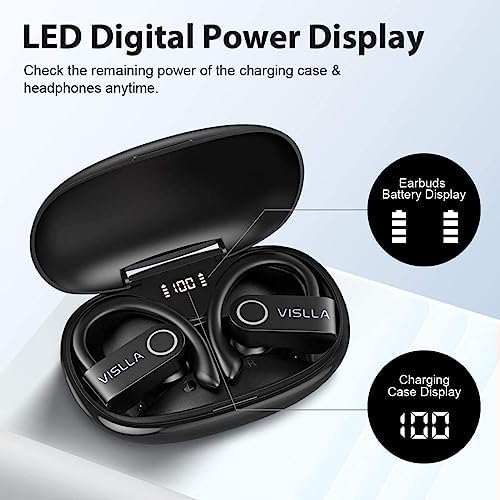 Premium Waterproof Wireless Earbuds – Bluetooth Headphones with 11 Hours Playback for Active Lifestyles, In-Ear Design with Secure Earhooks, Built-in Microphone for Hands-Free Calling, Ideal for Sports and Gym Workouts – Enhanced Compatibility for Seamless Connectivity