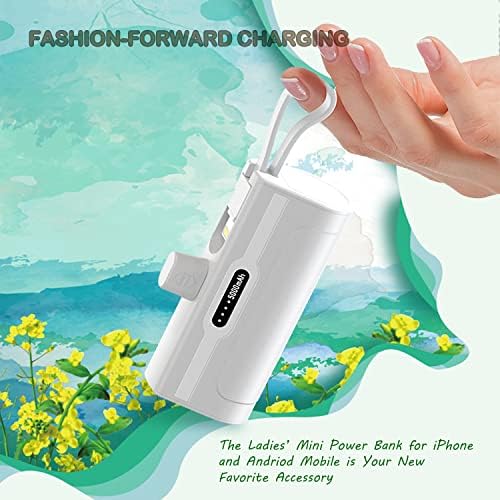 Compact 4800 m Ah Mini Power Bank Charger for USB-C and i Phone – Fast Charging, Direct Plugin Design for On-the-Go Power, Stylish White Color for All Users – Perfect for Students, Professionals, and Travelers