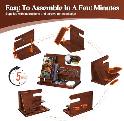 Gifts for Men Him Husband, Stocking Stuffers for Man Him, Christmas Mens Gift, Wood Phone Docking Station, Groomsmen Gift, Anniversary Fathers Day Birthday Gifts for Man Husband Boyfriend – Enhanced Compatibility and Speed