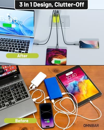 Omnibar 65 W Ga N USB-C Fast Charger Block – 3-Port Travel Adapter for i Phone 16/15, Mac Book Pro/Air, Galaxy S24/S23 & Nintendo Switch – Compact Lime Green Design for Effortless Multi-Device Charging – Universal Compatibility & High-Efficiency Power Delivery for On-the-Go Tech Users