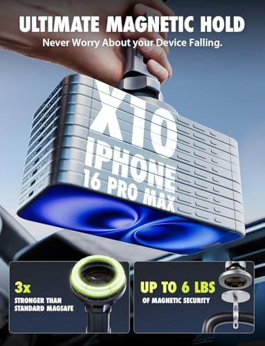 Bracketron Magnetic Car Mount for Cell Phone, MagAlign Max Car Vent Phone Mount【Strongest Magnetic+ Suction】, Vent Phone Mount for Car for iPhone 16 Pro Max 15 14 13 12 – MagSafe Car Accessories – Enhanced Compatibility and Speed