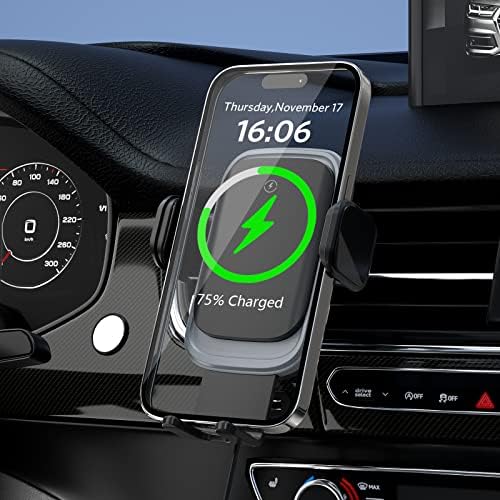 Effortless Wireless Car Charger & Auto-Clamping Phone Mount – 15 W/10 W/7.5 W Fast Charging Solution for i Phone 14/13/12/11/10/8 & Samsung Galaxy Series – Secure Air Vent Design for Optimal Stability & Hands-Free Convenience – Upgrade Your Driving Experience with Enhanced Compatibility and Safety