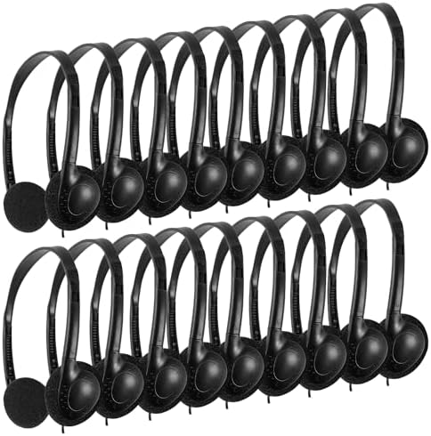 Bulk Kids Headphones – 25-Piece Classroom Audio Package for Enhanced Learning – Lightweight Adjustable On-Ear Design with Universal Device Compatibility in Sleek Black – Perfect for Engaging Group Activities and Extended Listening Comfort – Durable and Affordable Solution for Students and Adults