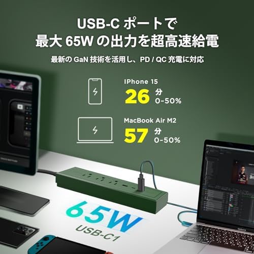 Ultimate 73 W USB Power Strip with 6 FT Extension Cord – Multi-Device Ga N Fast Charging Station Featuring 3 AC Outlets and 3 USB Ports (2 Type-C, 1 Type-A) – Perfect for i Phone, Galaxy, Mac Book, Laptop & Switch – Streamline Your Charging Experience in Style