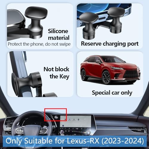 Lexus RX 2023-2025 Smartphone Mount: Premium Auto Lock Phone Holder for 250, 350, 350 h, 450 h+, 500 h Models – 360° Rotating Bracket for Optimal Viewing – Tool-Free Install for Ultimate Convenience – Durable Design for Everyday Use and Enhanced Safety on the Road